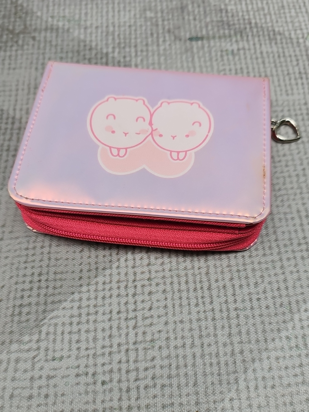 Molang Cute Pink Kids Zip Wallet with Double Bear Design